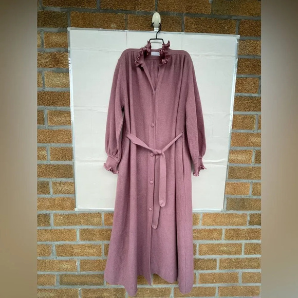 Liseuses Poggi 1973 virgin wool dusty pink duster large - Picture 4 of 17